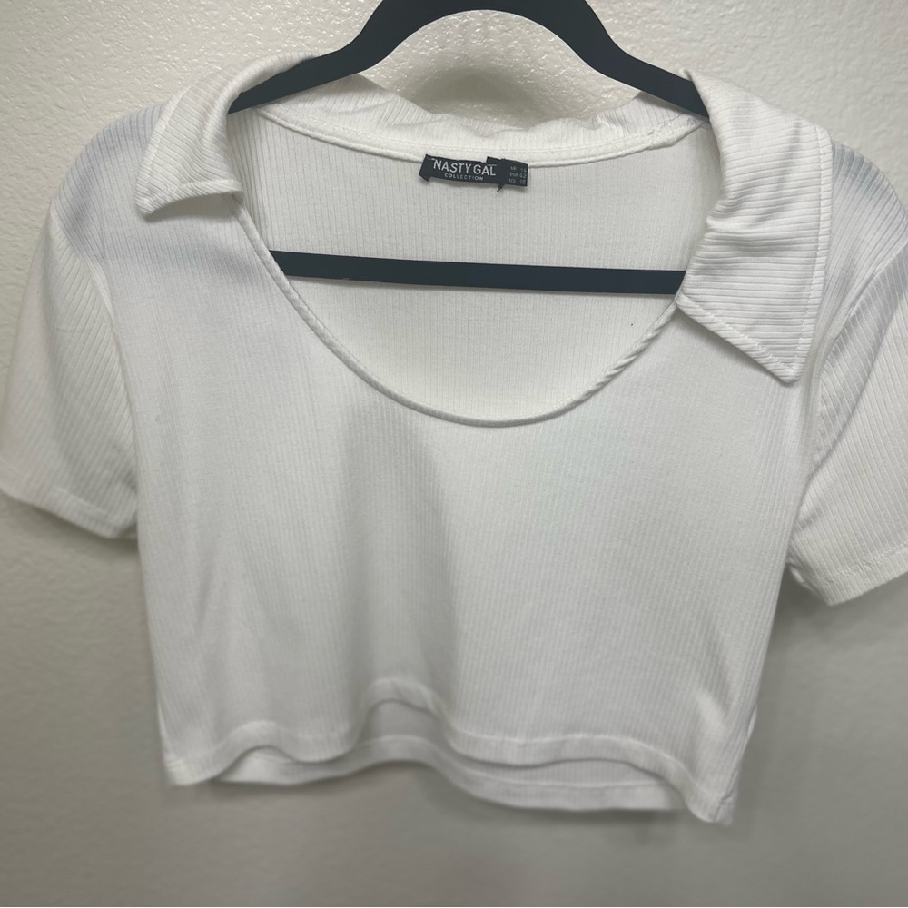NastyGal Basic Collar Crop Top